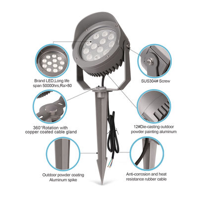 DMX512 रंगीन आउटडोर एलईडी पेड़ प्रकाश 12W 24W 36W IP65 आरजीबी स्पाइक लाइट्स