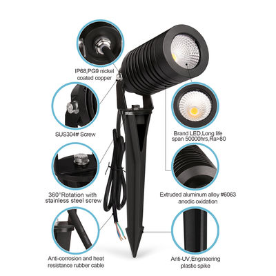 वाटरप्रूफ एलईडी आउटडोर लैंडस्केप स्पॉटलाइट IP66 14W सीओबी गार्डन स्पाइक लाइट्स