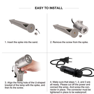 गर्म सफेद 3W आउटडोर स्पाइक स्पॉटलाइट्स IP65 एलईडी लैंडस्केप गार्डन यार्ड लाइट्स