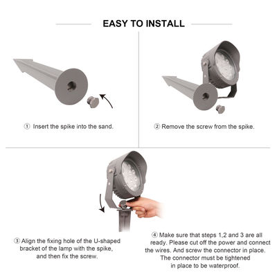 DMX512 रंगीन आउटडोर एलईडी पेड़ प्रकाश 12W 24W 36W IP65 आरजीबी स्पाइक लाइट्स