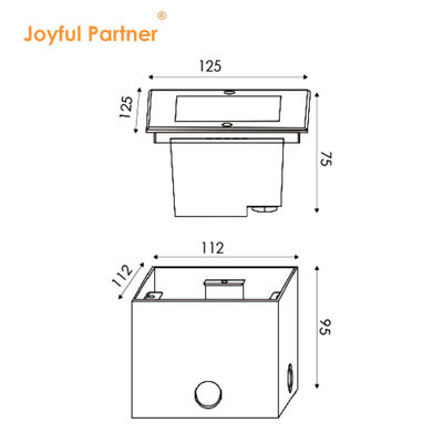 12 वीडीसी स्क्वायर अंडरग्राउंड लैंप IP67 4W 8W 125*125MM स्टेनलेस स्टील DMX RGBW4in1