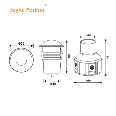 एक तरफ से देखें मिनी एलईडी दफन प्रकाश डीसी 24V स्टेनलेस स्टील 316 फ्रॉस्टेड ग्लास अर्ध छायांकन कवर