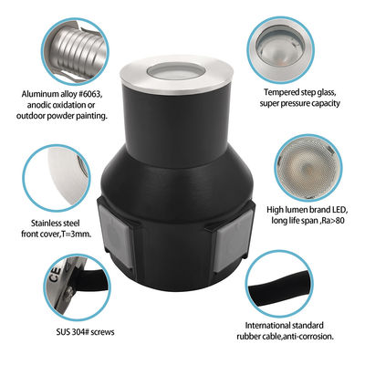 3W IP67 गार्डन सीढ़ी रोशनी RGB3in1 एल्यूमीनियम आवास स्टेनलेस स्टील फ्रंट कवर दो साल की वारंटी के साथ