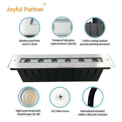 IP67 वाटरप्रूफ रैखिक इनग्राउंड लाइट एसएस कवर गर्म सफेद भूमिगत उद्यान रोशनी