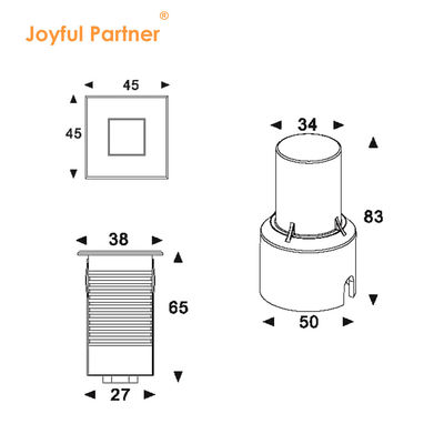एलईडी भूमिगत लैंप स्टेनलेस स्टील 1W 2W एसी/डीसी 2700K-6000K DIA38MM फ्रोजन ग्लास के साथ