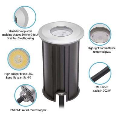 स्टेनलेस स्टील IP68 DC24V मिनी तालाब लाइट्स 1W 2W 3W नया डिज़ाइन CE ROHS प्रमाणन के साथ