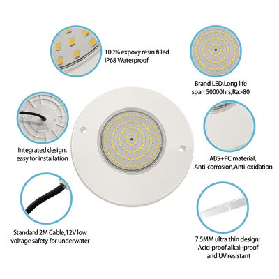 पानी के नीचे एलईडी पूल लाइट PAR56 AC12V अल्ट्रा पतला H=7.5mm 10W 18W 25W 35W आरएफ रिमोट कंट्रोल