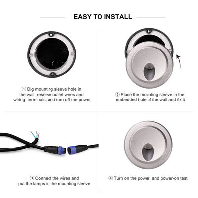 आउटडोर एलईडी रिसेस्ड वॉल लाइट IP65 वाटरप्रूफ एल्यूमीनियम एलईडी स्टेप्स के लिए स्पॉटलाइट