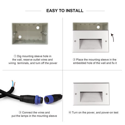 सीओबी 8 डब्ल्यू इनडोर आउटडोर रिसेस्ड एलईडी स्टेप लाइट आईपी 65 वाटरप्रूफ प्रोजेक्ट इंस्टॉलेशन