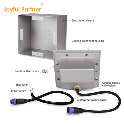 एलईडी रिसेस्ड वॉल लाइट IP65 वाटरप्रूफ स्क्वायर 12V 220V वोल्टेज सीढ़ी के लिए अनुकूलित डिजाइन