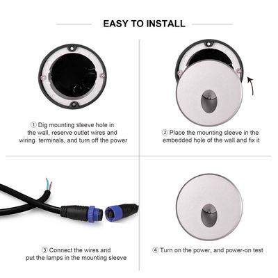 मिनी एलईडी रिसेस्ड वॉल लाइट समायोज्य सीढ़ी चरण रोशनी AC12V डाई-कास्टिंग एल्यूमीनियम क्री एलईडी 2700k 3000k 4000k 5000k