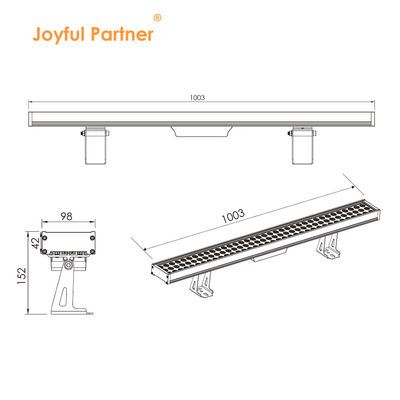 वाणिज्यिक आयत एलईडी रैखिक डाउनलाइट 108W 1000MM मुखौटा दीवार वाशर प्रकाश