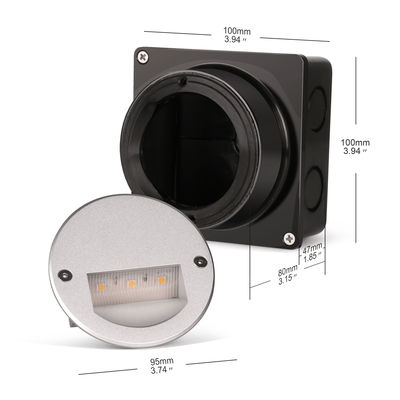 एल्यूमीनियम आउटडोर एलईडी स्टेप लाइट IP65 गोल कवर स्क्वायर आस्तीन दीवार सीढ़ी