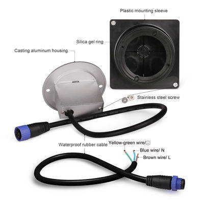 एल्यूमीनियम आउटडोर एलईडी स्टेप लाइट IP65 गोल कवर स्क्वायर आस्तीन दीवार सीढ़ी