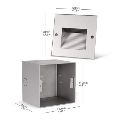 स्टाइलिश इंटीरियर के लिए स्क्वायर एल्यूमिनियम सीढ़ी recessed वॉल लाइट 3w DC 24v एल्यूमिनियम सामग्री