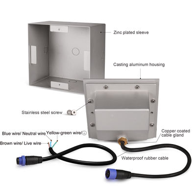 AC100~240V सीढ़ी स्टेप लाइट्स एलईडी 6W COB धंसा हुआ IP65 120*120mm कॉरिडोर के लिए एलईडी वॉल कॉर्नर लाइट