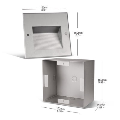 AC100~240V सीढ़ी स्टेप लाइट्स एलईडी 6W COB धंसा हुआ IP65 120*120mm कॉरिडोर के लिए एलईडी वॉल कॉर्नर लाइट