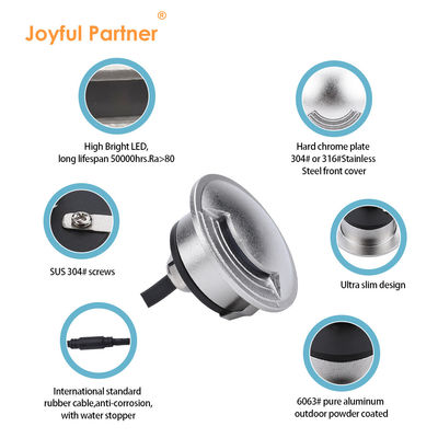 2W IP67 एलईडी इनग्राउंड लाइट्स आउटडोर अल्ट्रा पतला व्यास 55mm SMD एलईडी एल्यूमीनियम आवास के साथ Walkover लाइट्स