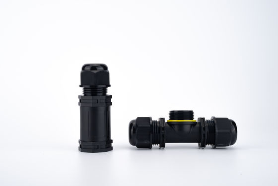 IP68 टी-प्रकार जलरोधक कनेक्टर 3 चैनल 3 ध्रुव केबल कनेक्टर आउटडोर