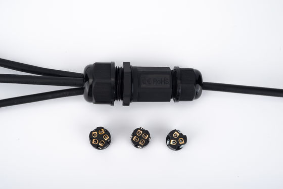 IP68 त्वरित कनेक्टर जलरोधक 1 इन 2 आउट काला रंग भूमिगत केबल जंक्शन बॉक्स के लिए