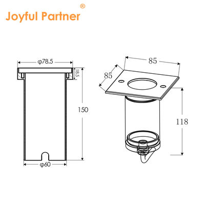 6W COB एलईडी 85mm*85mm ब्लैक एल्यूमीनियम हाउसिंग स्क्वायर आकार आउटडोर आँगन उद्यान के लिए भूमिगत दफन एलईडी रोशनी
