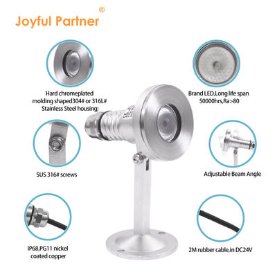 एलईडी अंडरवाटर स्पॉट लाइट वाटरप्रूफ IK07 1*2W एलईडी DC24V DMX RGBW 6W फाउंटेन के लिए
