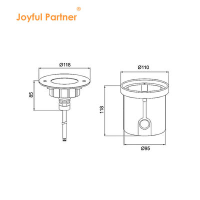 IP68 RGBW 4in1 वाटरप्रूफ फव्वारा एलईडी लाइट स्टेनलेस स्टील 316 डीसी 24V असममित लेंस के साथ