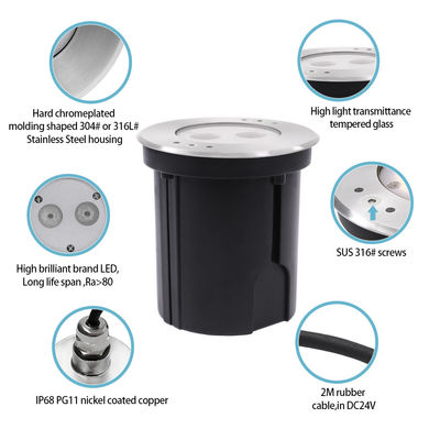 जलरोधक अंडरवाटर एलईडी लाइट स्टेनलेस स्टील 316 डीसी 24 वी आईपी 68 आरजीबीडब्ल्यू 4 इन 1 असममित लेंस के साथ