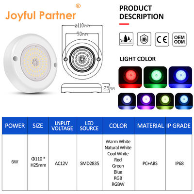 पानी के नीचे स्विमिंग पूल एलईडी रोशनी IP68 रंग बदल AC12v अंतर्निहित निरंतर वर्तमान चालक के साथ