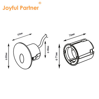2W एलईडी रिसेस्ड लाइट DC24V स्टेप लाइट्स वार्म व्हाइट IP65 वाटरप्रूफ वॉल लाइट सीढ़ी प्लास्टिक माउंट के साथ