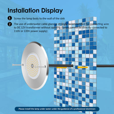 आरजीबी नियंत्रक के साथ एलईडी इनग्राउंड पूल लाइट DIA160MM*32MM AC12V 316 स्टेनलेस स्टील