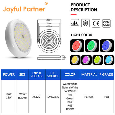 पूल लाइट्स पानी के नीचे एलईडी PAR56 कंक्रीट दीवार की सतह 18 कुंजी रिमोट कंट्रोलर के साथ घुड़सवार