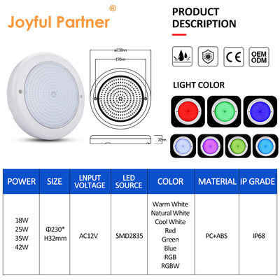 डीएमएक्स पूल लाइट IP68 18W AC12V रिमोट कंट्रोल वाटरप्रूफ पीसी PAR56 सफेद प्रकाश