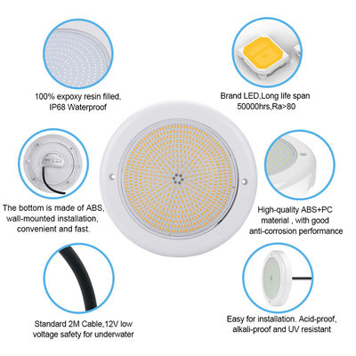 PRA56 सबमर्सिबल स्विमिंग लाइट्स DIA152MM छोटे आकार की दीवार पर घुड़सवार AC12V 18W राल पूरी तरह से