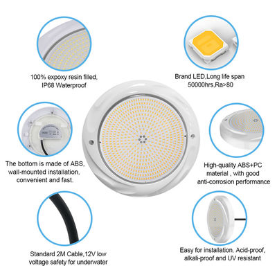 35W एलईडी स्विमिंग पूल लाइटिंग कंक्रीट पूल के लिए SPA 230*35mm ABS सामग्री AC12V RGB RGBW