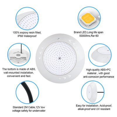 IP68 वाटरप्रूफ आरजीबी पूल लाइट्स SMD 2835 25W लैंडस्केप सजावट के लिए गर्म सफेद