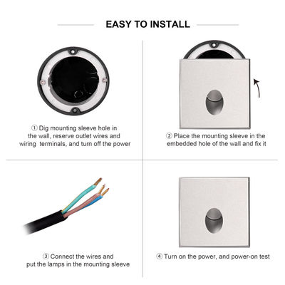 स्मार्ट एलईडी वॉल लैंप IP65 एल्यूमीनियम बॉडी स्क्वायर आकार डीसी 24v 1w 2w 3w एलईडी सीढ़ी प्रकाश