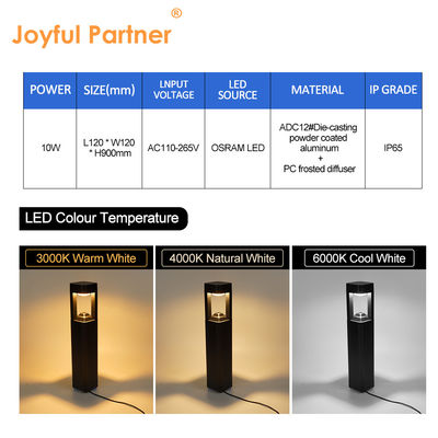 गार्डन लॉन लाइटिंग AC110-265V एल्यूमीनियम बॉडी L120*W120*H300MM उच्च दक्षता सजावट के लिए