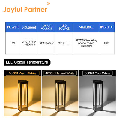 गार्डन बोलार्ड लाइट्स CREE Led 8W With Power Coated Aluminum Height 600mm AC 110-285V सिंगल कलर डस्टप्रूफ