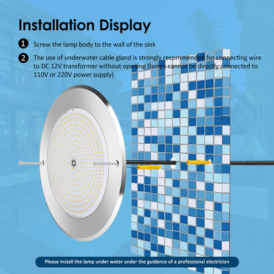 रिमोट कंट्रोल वाटर पूल लाइट्स स्टेनलेस स्टील 316 सरफेस माउंटेड 42W पूल लाइट AC12/24V RGB