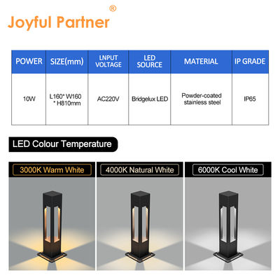 एल्यूमीनियम IP65 एलईडी लॉन लैंप Bridgelux एलईडी 3000K 10W H810MM CE ROHS प्रमाणन के साथ