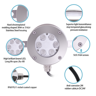 हर्षित पार्टनर IP68 वाटरप्रूफ 6W/12W/18W DC12V RGB DMX अंडरवाटर LED फाउंटेन म्यूजिक डांसिंग वाटर