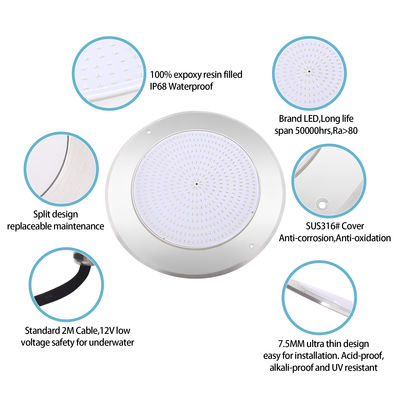 IP68 एलईडी PAR56 पूल लाइट आरजीबी रंग बदलना 12VDC एसी 35W DIA280mm SMD2835 432pcs रंग पैकेज के साथ