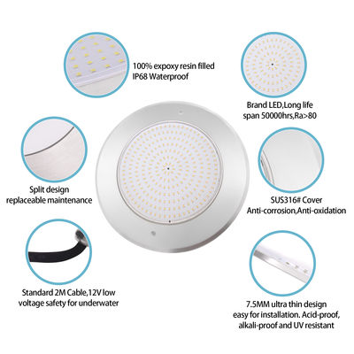 पानी के नीचे आरजीबी एलईडी पूल लैंप 6w 12w 18w 25w 35w Ip68 वाटरप्रूफ स्मार्ट 12v Smd 316ss स्टेनलेस स्टील