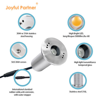 IP68 दफ़न जलमग्न प्रकाश 3WRGB3in1 LED स्टेनलेस स्टील 316L DC24V सजावट पूल के लिए