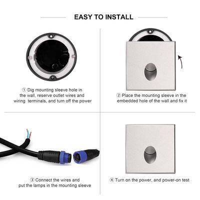 गोल एलईडी सीढ़ी प्रकाश 1W 2W कास्टिंग एल्यूमीनियम आवास दीवार बाहरी गलियारे के लिए घुड़सवार