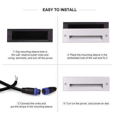 IP65 5W LED सीढ़ी लैंप रीसेस्ड माउंट 145*45MM Osram SMD LED सिंगल कलर एल्यूमिनियम हाउसिंग विद क्लिप्स