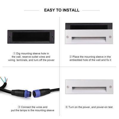 रीसेस्ड स्टेप लाइट IP65 बाहरी प्रकाश DC24V 3W SAMSUNG SMD5630 स्थिर करंट ड्राइवर के साथ