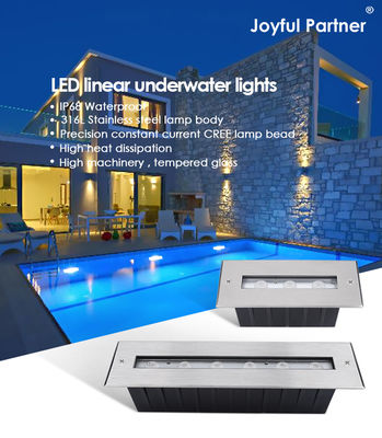 IP68 अंडरवाटर लाइटिंग आरजीबी रंग स्टेनलेस स्टील 316L 6*2W DC24V DMX 512 पानी के पर्दे के लिए नियंत्रित