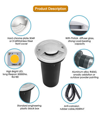 IP67 ड्राइव ओवर इनग्राउंड लाइट्स 100-240VAC एलईडी सिंगल कलर वाटरप्रूफ प्लास्टिक बैक बॉक्स के साथ